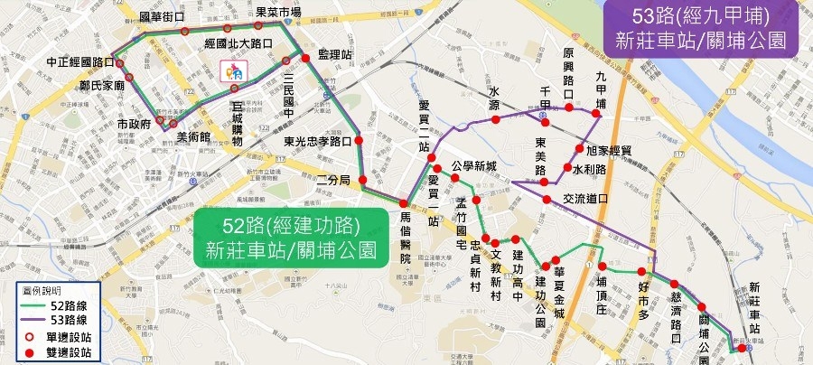 親子館公車路線圖(搭乘52路或53路公車於巨城購物站下車)